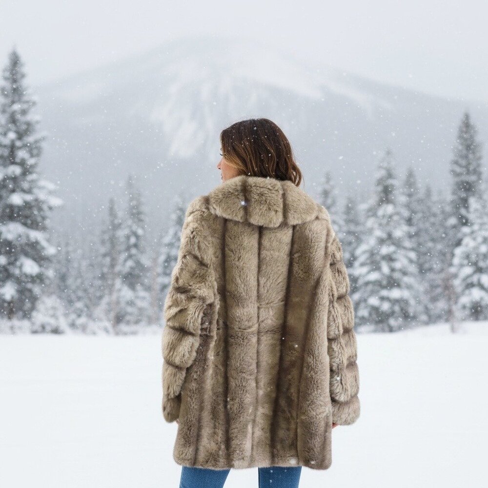 Benmor New York Vintage Faux Fur Coat With Oversized Collar & Long Sleeves - Picture 14 of 16